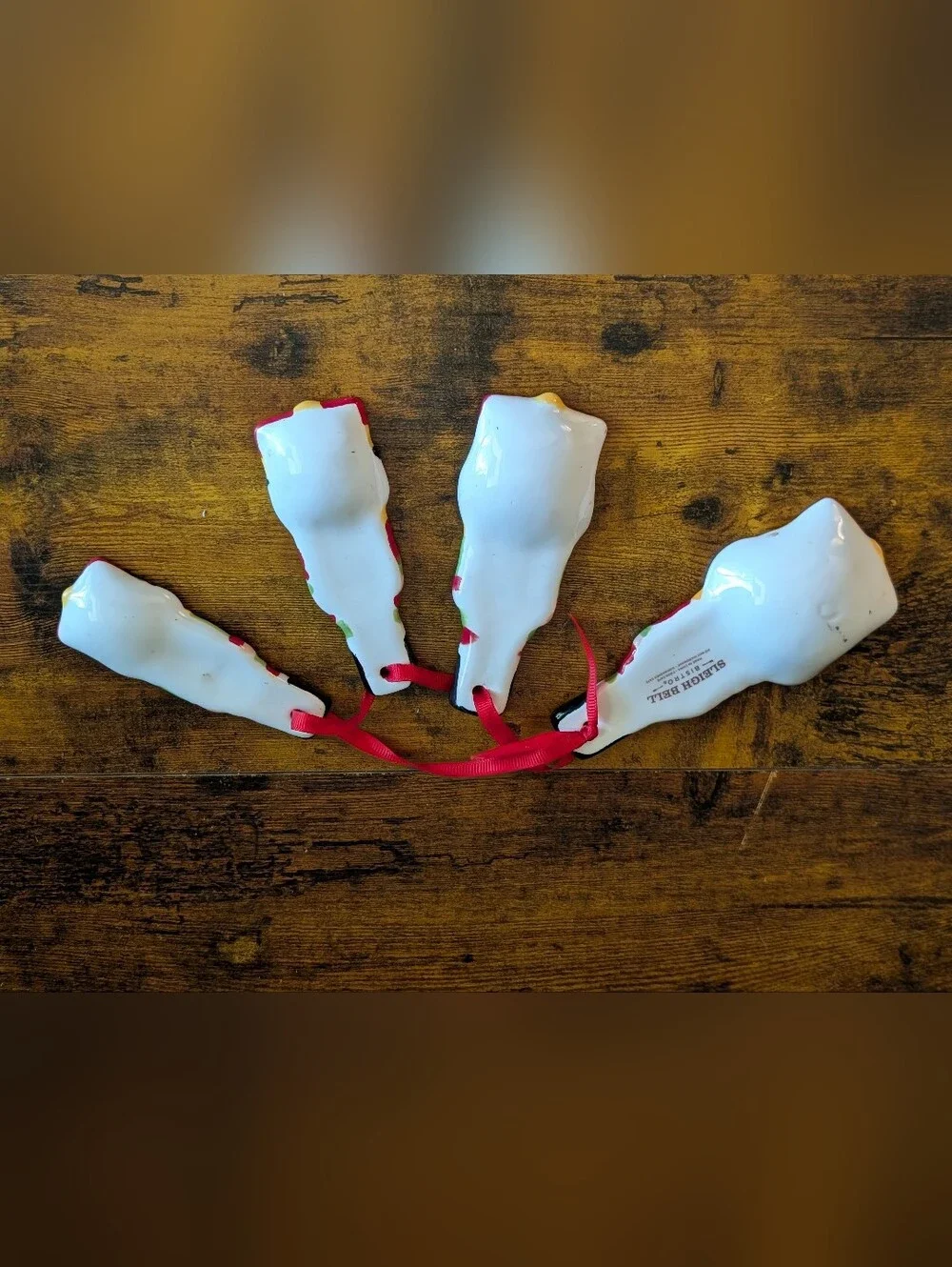 Sleigh Bell Bistro Nutcracker Ceramic Measuring Spoons Holiday Set of 4 Baking